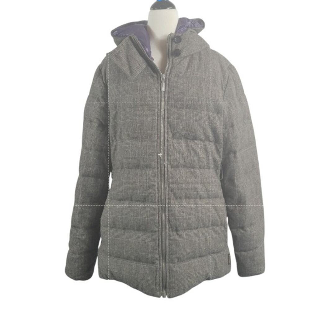Vintage Y2K Moncler Brown Label Wool Down Glen Plaid Puffer Coat 2 = M